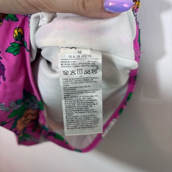 Jamie and Jack Recycled Floral Smocked Swimsuit Size 16 Phlox Pink Floral - Picture 13 of 16